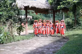 A group of Pa Then women in Tuyen Quang province wearing their traditional costume (Photo: VNA)
