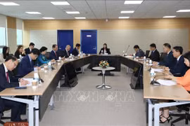 At the working session between a delegation from Vietnam's Ministry of Home Affairs (MoHA) and the Republic of Korea (RoK)'s National Human Resources Development Institute (NHI) on July 17. (Photo: VNA)
