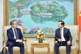 Deputy Prime Minister Tran Hong Ha (R) and Yamada Takio, Special Advisor of the Japanese Ministry of Foreign Affairs and Ambassador of the Japanese Government’s Asia Zero Emission Community (AZEC) initiative at their meeting on on July 31. (Photo: VNA)