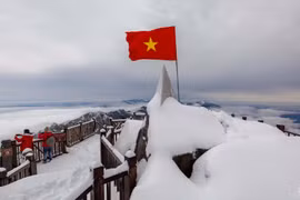 Snowy Sa Pa attracts crowds