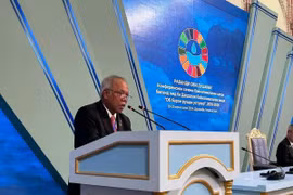 Indonesian Minister of Public Works and Public Housing Basuki Hadimuljono delivers a speech at the Third High-Level International Conference on International Decade for Action "Water for Sustainable Development" being in Dushanbe, Tajikistan. (Photo: ANTARA)