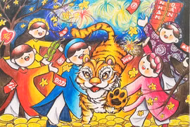 Children's Tet paintings celebrate New Year