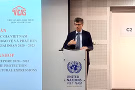 Jonathan Baker, Chief Representative of the UNESCO Office in Vietnam, speaks at the workshop. (Photo: VietnamPlus)