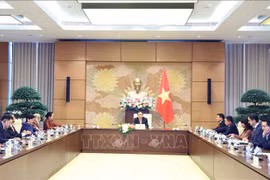 At the reception of Chairman of the National Assembly Tran Thanh Man (centre) for new ambassadors and representatives of ASEAN member states and Timor-Leste in Hanoi on June 13. (Photo: VNA)