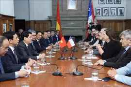 State President Luong Cuong receives President of the Socialist Party of Chile Paulina Vodanovic in Santiago on November 10. (Photo: VNA)