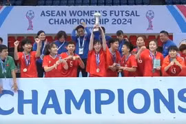 The Vietnamese women's national futsal team at the 2024 ASEAN Women’s Futsal Championships. (Photo: VNA)