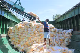 Workers package rice for export at Thoai Son Food Co.Ltd, a member of Loc Troi Group Joint Stock Company. (Photo: VNA)