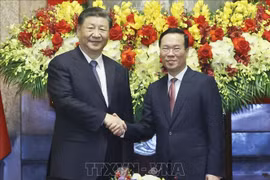Top leaders of Vietnam and China hold talks in Hanoi