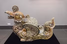 Ceramic works on sacred animals on display in Hanoi