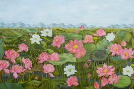 Lotus paintings to be displayed at Quan Su pagoda