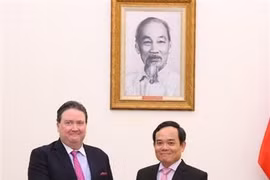 Deputy PM Tran Luu Quang (right) receives US Ambassador to Vietnam Marc Evans Knapper in Hanoi on June 18. (Photo: VNA)