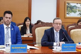 Representatives of the EU - ASEAN Business Council (EU-ABC) at the working session with the Ministry of Finance. (Photo: Organising Board/VietnamPlus)