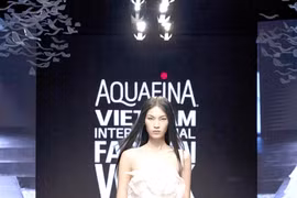 Huynh Tu Anh, winner of The Face Vietnam 2023, in a dress by designer Vo Cong Khanh, who will open the AVIFW 2024 with his latest collection called “Kiet Tac Cua Nuoc” (Masterpiece of Water). (Photo courtesy of Multimedia JSC)