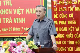 President To Lam speaks at the meeting with officials of Tra Vinh province on July 5. (Photo: VNA)
