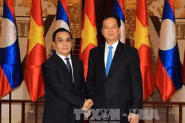 Prime Minister Nguyen Tan Dung (R) and his Lao counterpart Thongsing Thammavong (Photo: VNA)