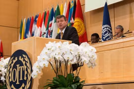 ILO Director-General Guy Ryder speaks at the 104th session of the International Labour Conference (ILC) in Geneva, Switzerland. (Photo: un.org)