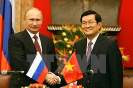 President Vladimir Putin met President Truong Tan Sang during his visit to Hanoi on November 12, 2013. (Photo: VNA)