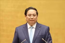 Prime Minister Pham Minh Chinh delivers a report at the national conference on December 1 to review the implementation of Resolution No. 18-NQ/TW issued by the 12th Party Central Committee.(Photo: VNA)