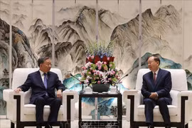 Party General Secretary and State President To Lam (left) has a meeting with Secretary of the Party Committee of Guangdong province Huang Kunming on August 18. (Photo: VNA)