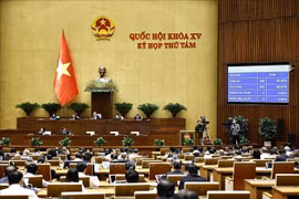The 15th National Assembly (NA) on November 29 afternoon passes the revised Law on Public Investment with 441 out of 448 deputies voting in favour. (Photo: VNA)