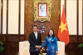 Acting President Vo Thi Anh Xuan (R) on May 17 receives newly-appointed Japanese Ambassador to Vietnam Ito Naoki. (Photo: VNA)