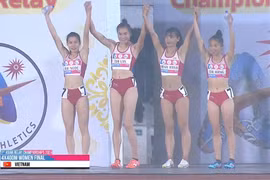 Four Vietnamese athletes win the gold medal in the women's 4x400m relay team at the 2024 Asian Relay Championship in Thailand on May 21. (Photo: dangcongsan.vn)