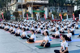 People attend the 10th International Yoga Day in Quy Nhon city, the central province of Binh Dinh on August 17. (Photo: VNA)