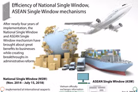 Efficiency of National Single Window, ASEAN Single Window mechanisms