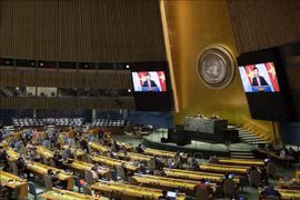 Deputy Prime Minister and Minister of Foreign Affairs Pham Binh Minh speaks at a UNSC session (Photo: VNA)