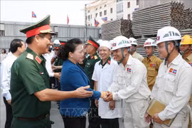 Top legislator visits construction site of Lao NA House, Vientiane province 