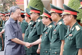 President To Lam visits officials, soldiers of Engineering Brigade 25 (Photo: VNA)
