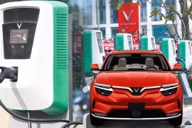 A charging station of VinFast in Hanoi. (Photo courtesy of cartimes.vn)