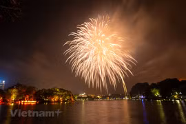 Fireworks light up Hanoi sky on New Year Eve