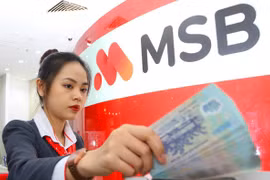 A bank teller counts money at a transaction office in Hanoi. (Photo: VNA)