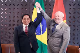 Prime Minister Pham Minh Chinh meets with Brazilian President Luiz Inácio Lula da Silva on May 21, 2023 (Photo: VNA)