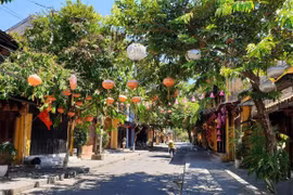 A main street in Hoi An ancient town in the central province of Quang Nam becomes empty after fresh COVID-19 outbreaks were found in the province. (Photo: VNA)