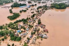 Flooding in northern Laos due to Typhoon Yagi. (Photo: VNA broadcasts)