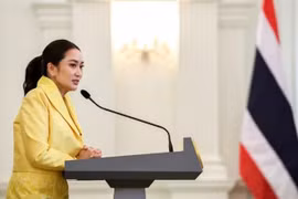 Thailand's Prime Minister Paetongtarn Shinawatra speaks at a press conference after a special cabinet meeting on September 7 (Photo: REUTERS/VNA)