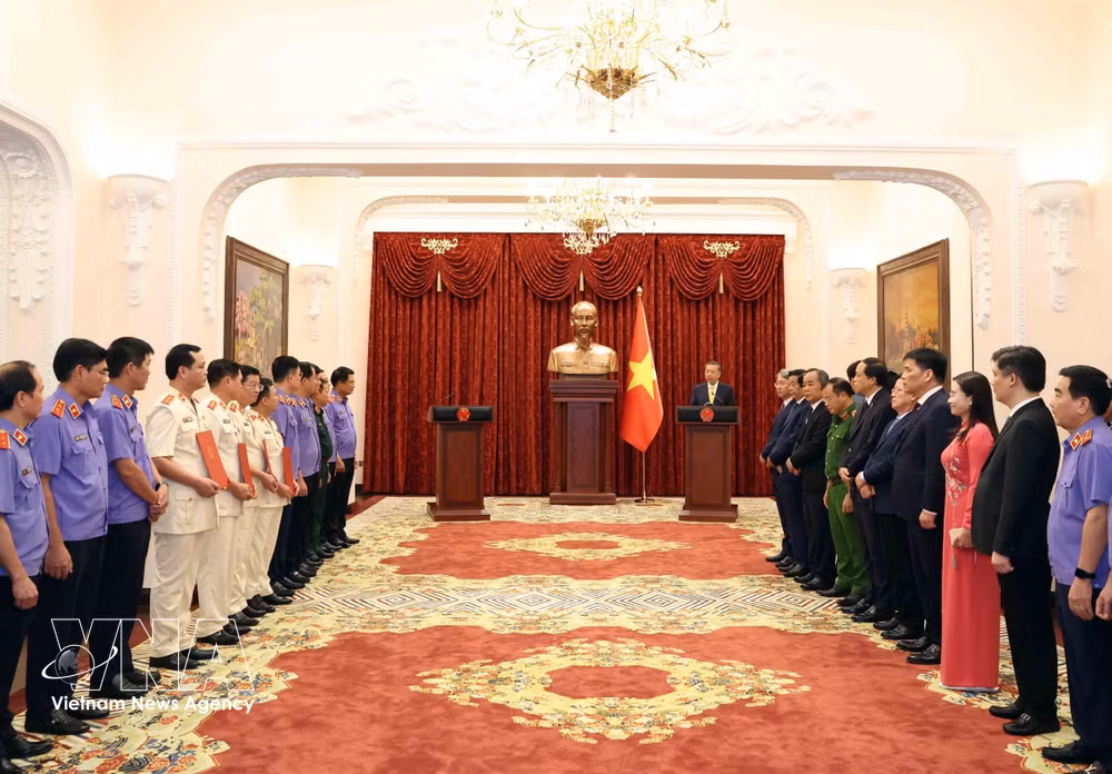 General Secretary of the Communist Party of Vietnam Central Committee and President To Lam addresses the ceremony on August 24. (Photo: VNA)
