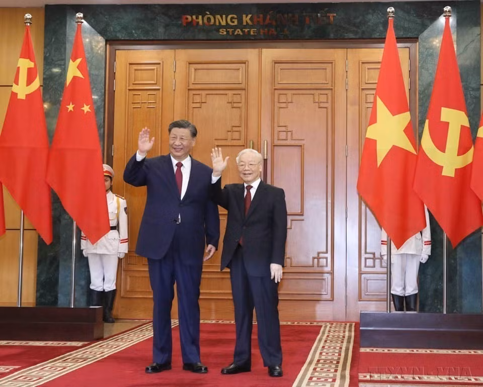 On December 12, 2023, at the headquarters of the Communist Party of Vietnam, Party General Secretary Nguyen Phu Trong held talks with Chinese President and General Secretary Xi Jinping during the latter’s state visit to Vietnam (December 12, 2023). (Photo: VNA)