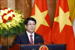 State President Luong Cuong speaks at the ceremony. (Photo: VNA)