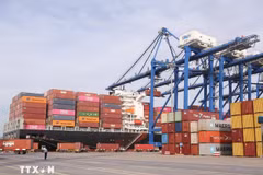 At Tan Cang Hai Phong International Container Terminal. Hai Phong targets to become a regional and international logistics and maritime hub. (Photo: VNA)