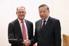 General Secretary of the Communist Party of Vietnam Central Committee and President To Lam meets with Robert Thomson, Senior Vice President and Global Head of Government Affairs at Visa Inc., in New York on the morning of September 23 (local time). (Photo: VNA)