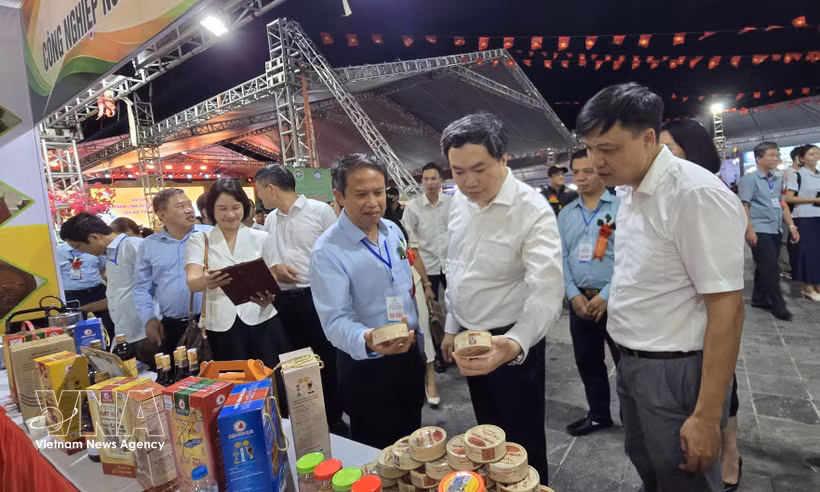 Officials visit Hai Phong’s exhibition booth. (Photo: VNA) 