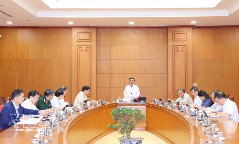 Politburo Member and Standing Member of the Party Central Committee’s Secretariat Tran Cam Tu speaks at the meeting (Photo: VNA)