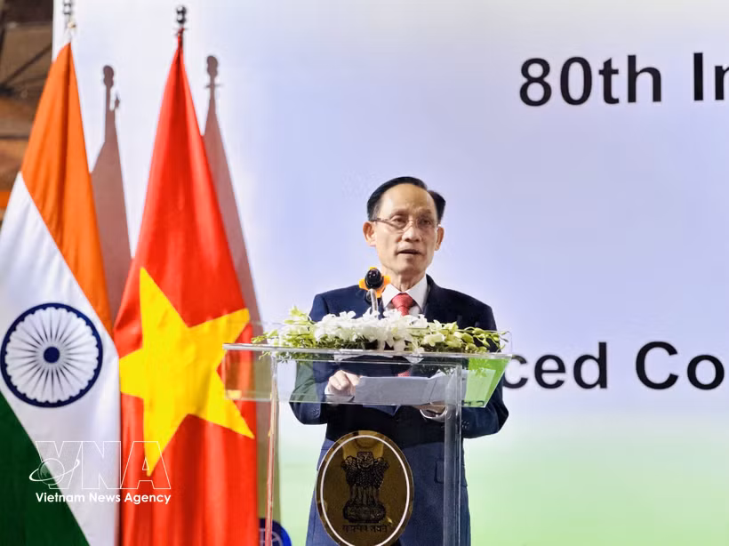 Minister of Foreign Affairs Le Hoai Trung speaks at the event. (Photo: VNA)