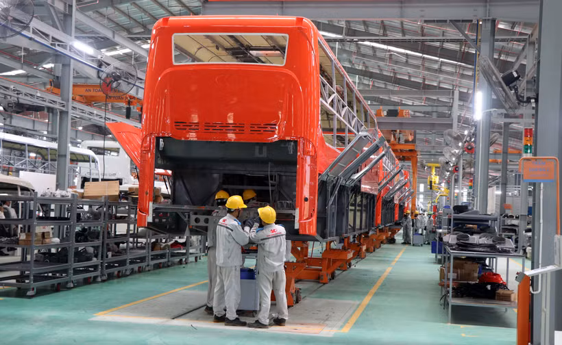 Automobile manufacturing at Kim Long Motor Hue Automobile Manufacturing and Assembly Industrial Park (Photo: VNA)