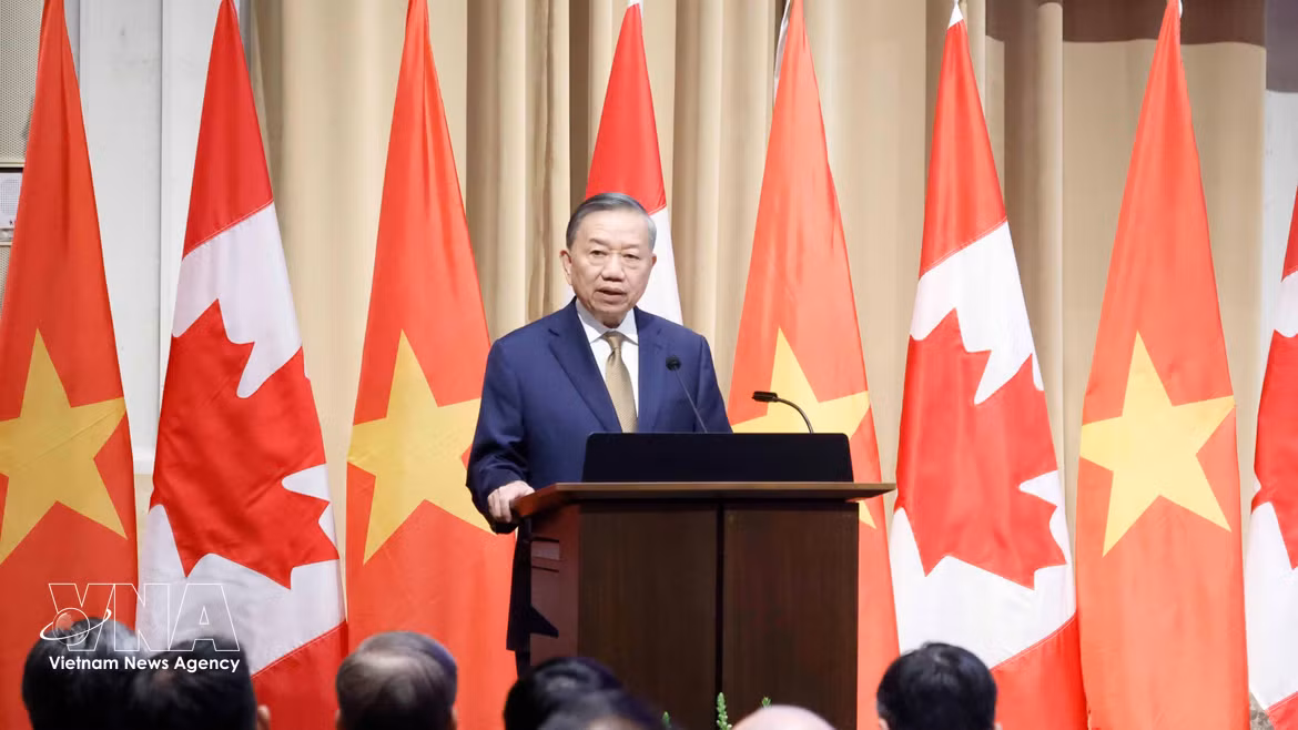 Party General Secretary and State President To Lam delivers policy address in Canada