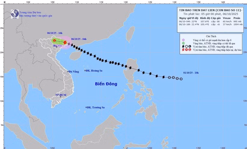 The projected path of Typhoon Matmo. (Photo: National Centre for Hydro-Meteorological Forecasting)