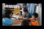 Little teacher assistant and special class at Oncology hospital